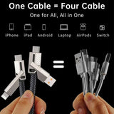 4-in-1 USB C Lightning Cable (2M): Fast Charging & Data Sync