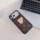 Brown Leather 2-in-1 Monogram iPhone Wallet Case