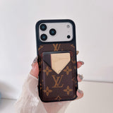 Brown Leather 2-in-1 Monogram iPhone Wallet Case