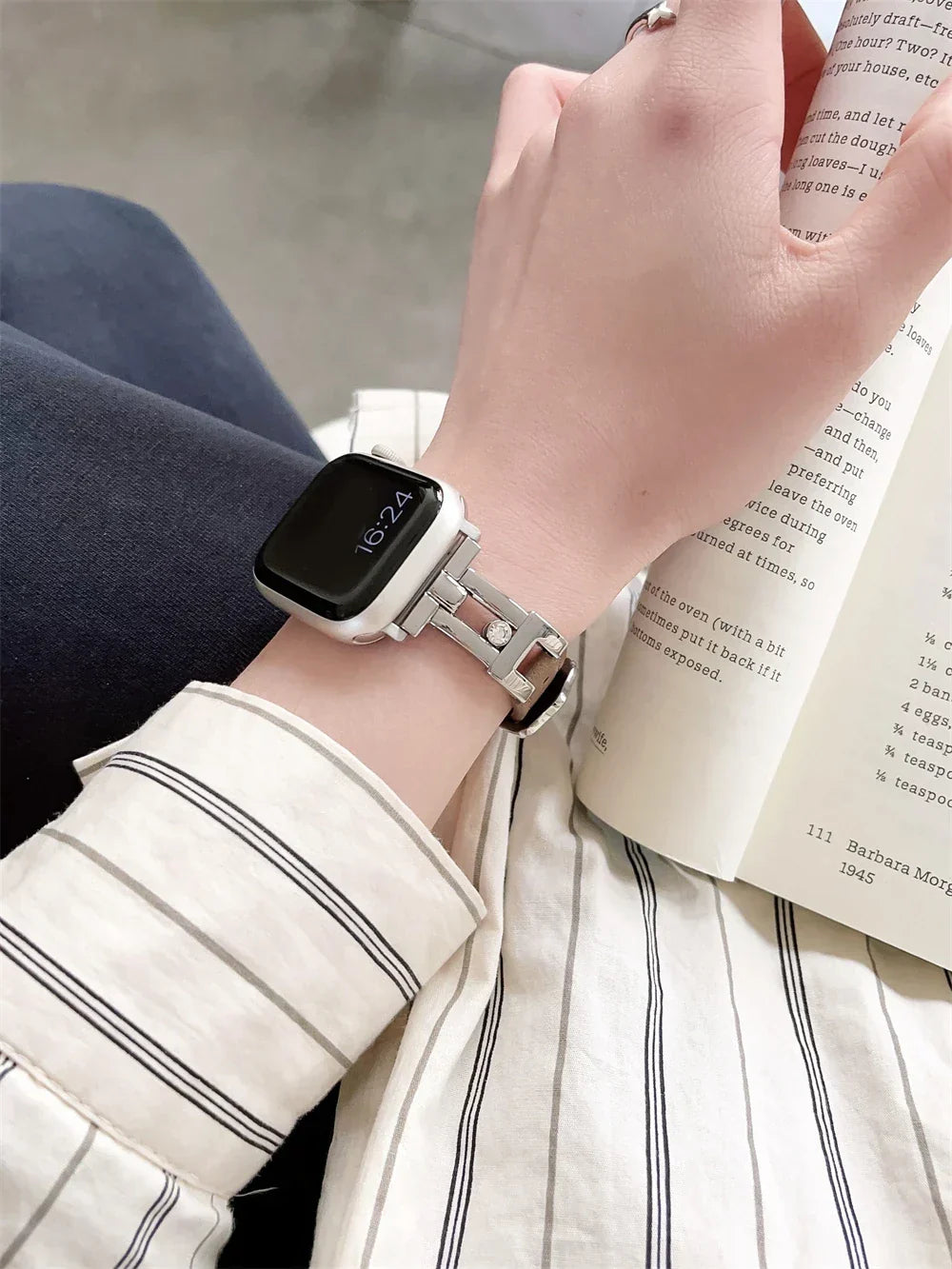 Diamonds Leather Strap For Apple Watch