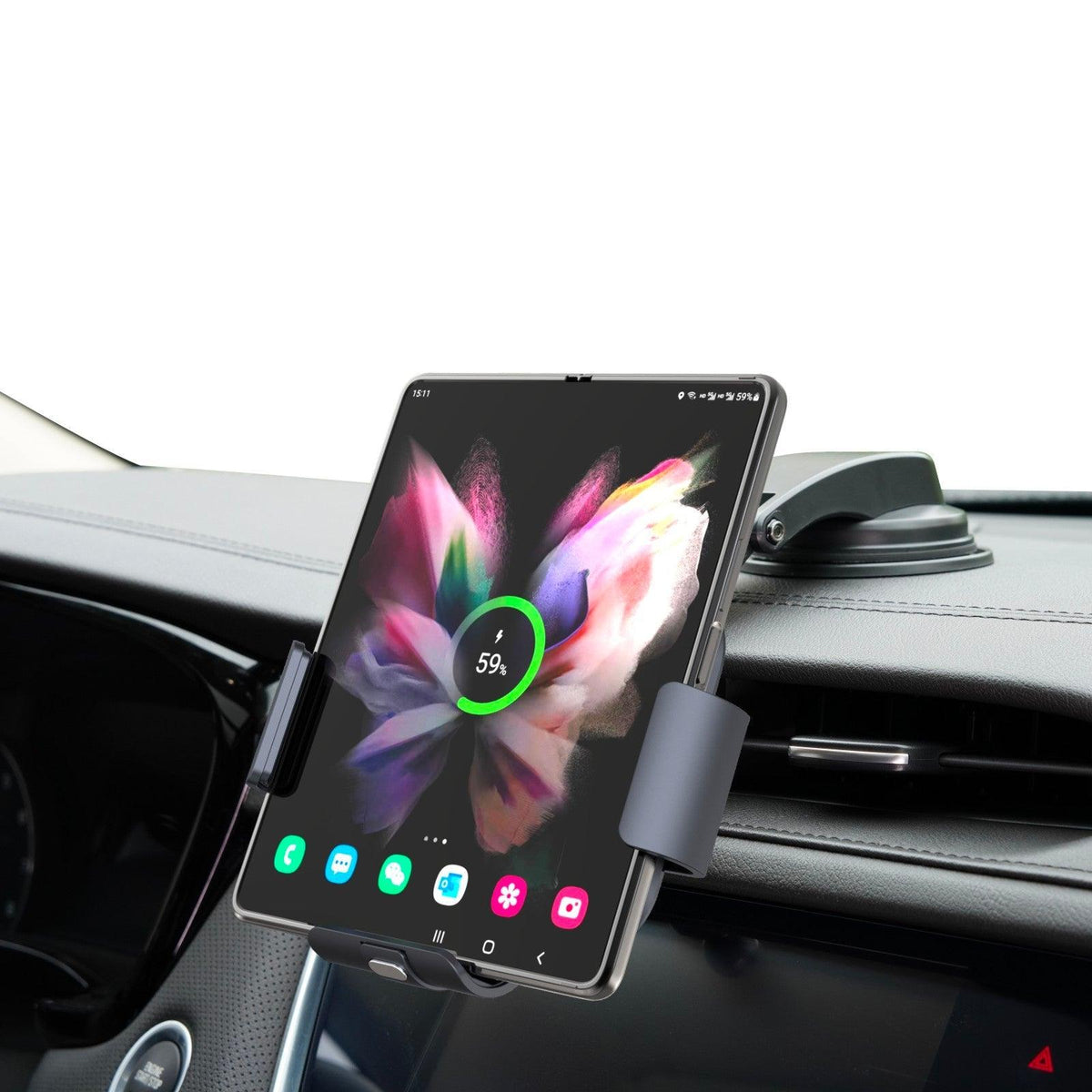 Dual-Coil Wireless Car fast Charger for Galaxy Z Fold 5